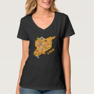 Camiseta Ilustracion De Mano De Siria Mapa A Turista Desti