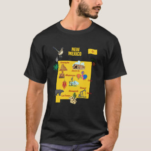 Camiseta Ilustracion de mano de turista en mapa de Nuevo Mé