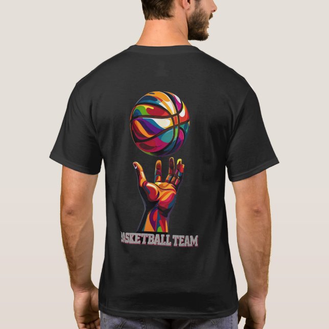 Camiseta Ilustracion de mano y bola del equipo de baloncest (Reverso)