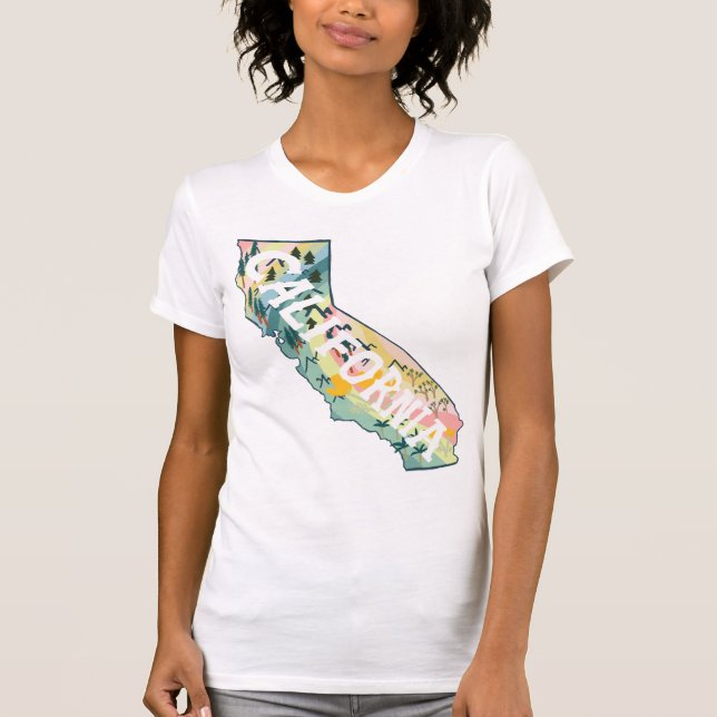 Camiseta Ilustracion de mapa estatal de California (Anverso)