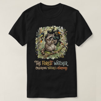 Camiseta Ilustración de mapache forestal adorable observand