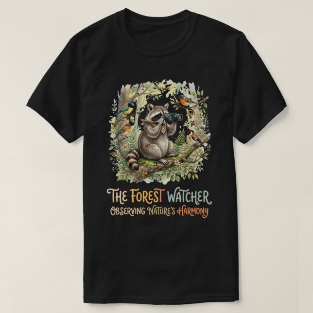 Camiseta Ilustración de mapache forestal adorable observand (Diseño del anverso)