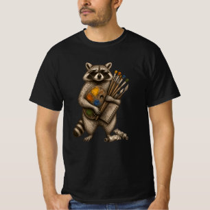 Camiseta Ilustración de mapache pintor genial