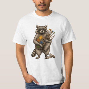 Camiseta Ilustración de mapache pintor genial
