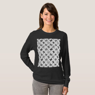 Camiseta Ilustración de mariposa en blanco y negro blanca