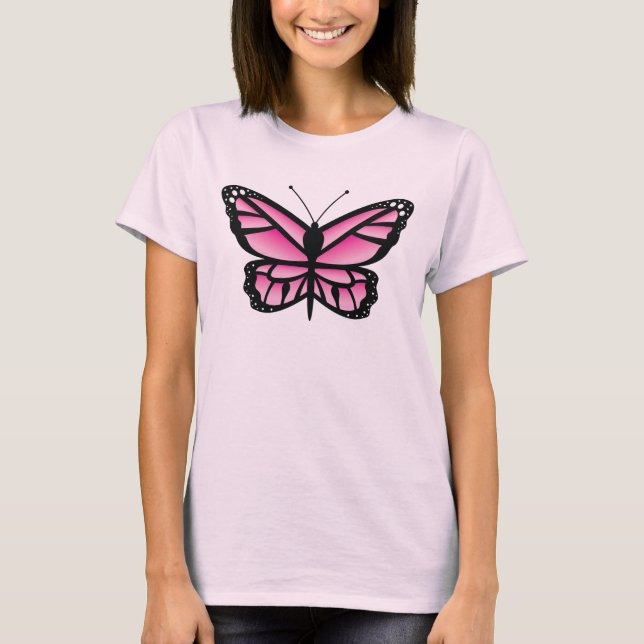 Camiseta Ilustracion de mariposa rosa (Anverso)