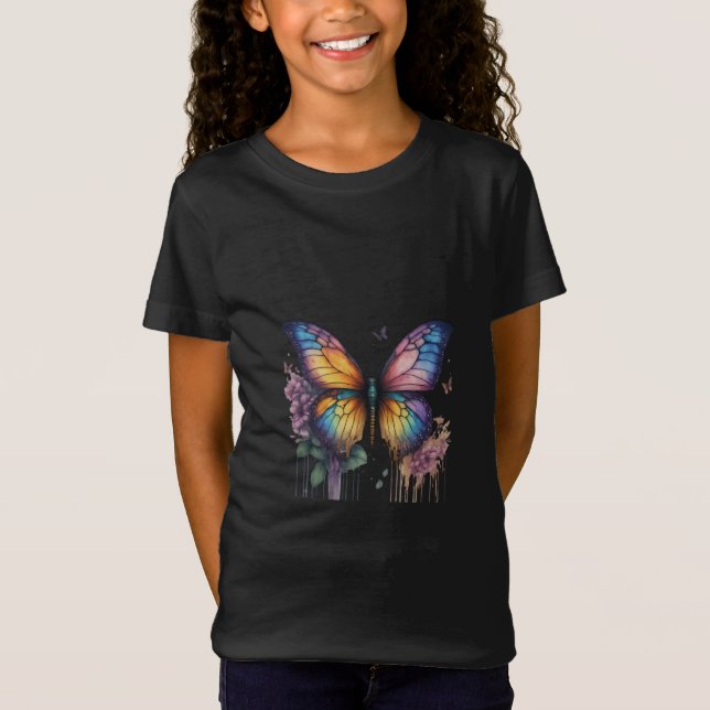 Camiseta ilustracion de mariposas al estilo de las acuarela (Anverso)