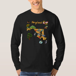 Camiseta Ilustracion De Maryland Mapa De Turistas Pl