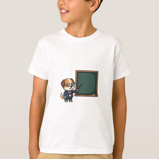 Camiseta Ilustración de mascota de perro profesor inteligen (Anverso)