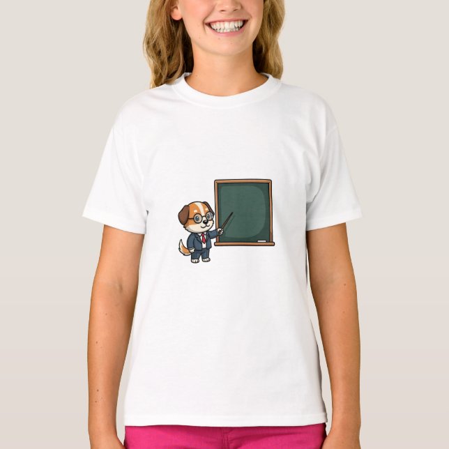 Camiseta Ilustración de mascota de perro profesor inteligen (Anverso)