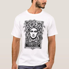 Camiseta Ilustración de Medusa diosa griega con serpientes
