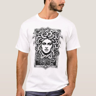 Camiseta Ilustración de Medusa diosa griega con serpientes