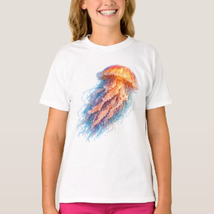 Camiseta Ilustración de Medusa Oceánica Fantasía Elegante