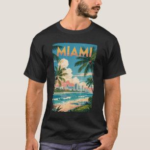 Camiseta Ilustración de Miami Florida Arte de Viaje Vintage