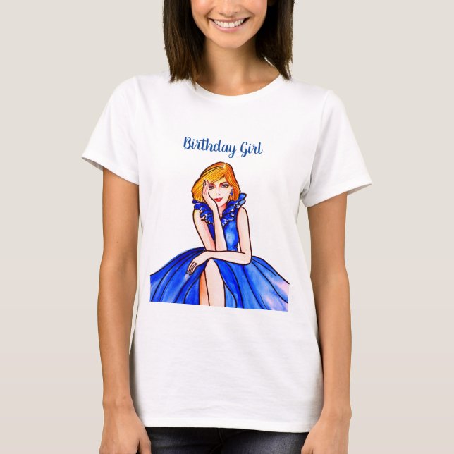 Camiseta Ilustracion de moda Dark Royal Blue Cocktail Gown (Anverso)
