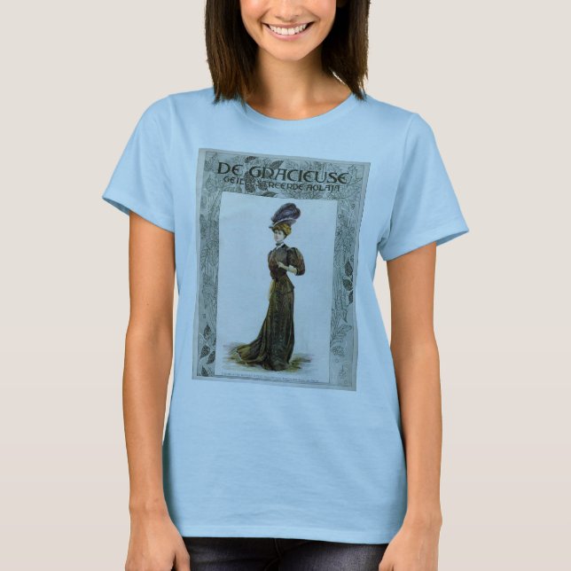 Camiseta Ilustracion de moda de época Lady Feather Boa Gorr (Anverso)