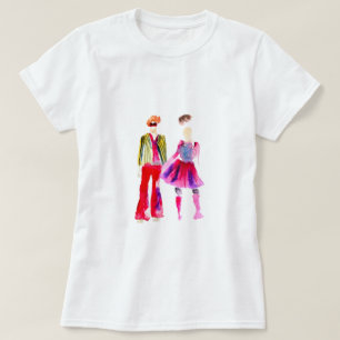 Camiseta Ilustracion de moda figuras de arte acuarela