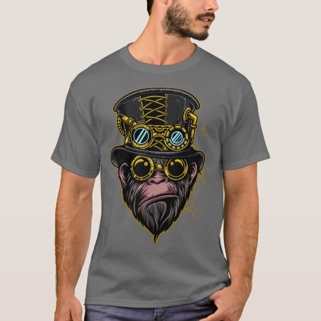 Camiseta Ilustración de mono steampunk (Anverso)