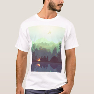 Camiseta Ilustracion de montaña Camping Adventure Forest