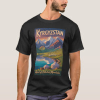 Ilustración de montañas de Kirguistán Arte de viaj