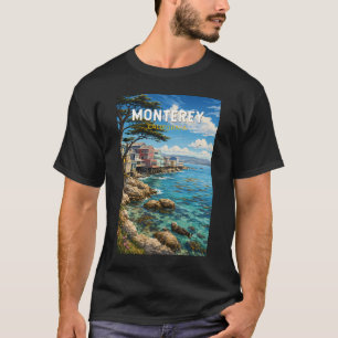 Camiseta Ilustración de Monterey California Arte de Viaje R