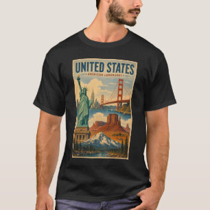 Camiseta Ilustración de monumentos emblemáticos de Estados