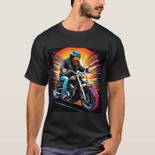 Camiseta Ilustración de motocicleta con conductor