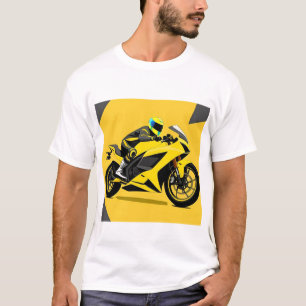 Camiseta Ilustración de motocicleta de carreras amarilla y