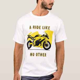 Camiseta Ilustración de motocicleta de carreras amarilla y 
