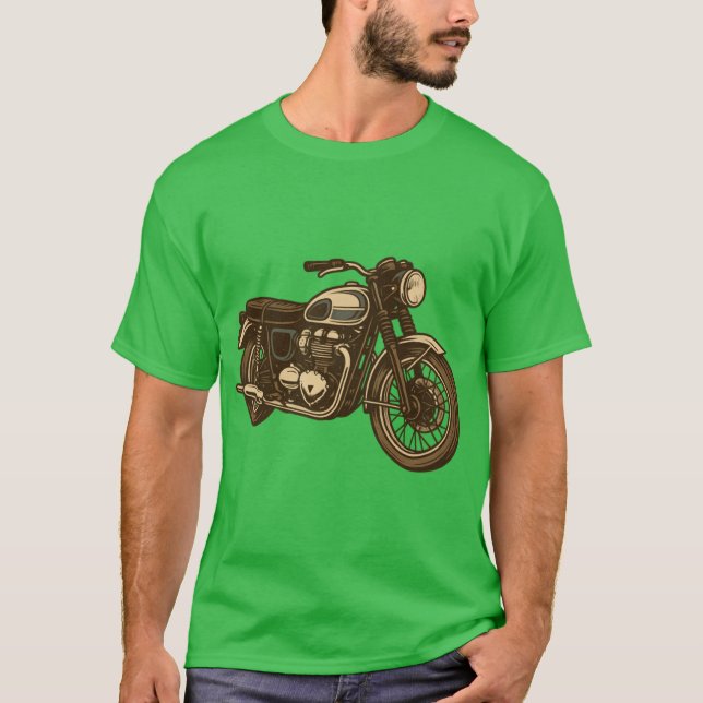 Camiseta Ilustracion de motocicleta de época (Anverso)