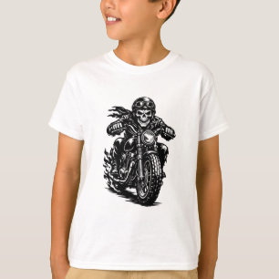 Camiseta Ilustración de motocicleta de esqueleto de ciclist