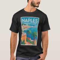 Ilustración de Nápoles Italia Arte de Viaje Vintag