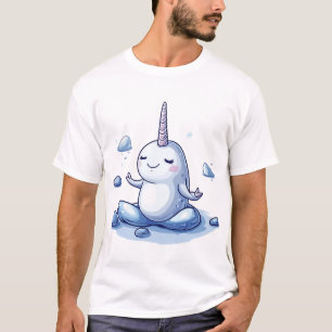 Camiseta Ilustracion de Narwhal meditante suave en la posol