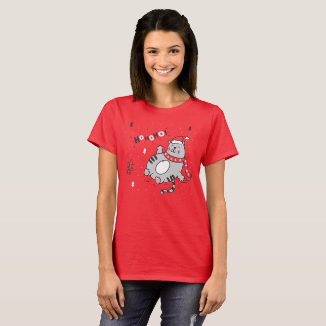 Camiseta Ilustracion de Navidades de gato gordo (Anverso completo)