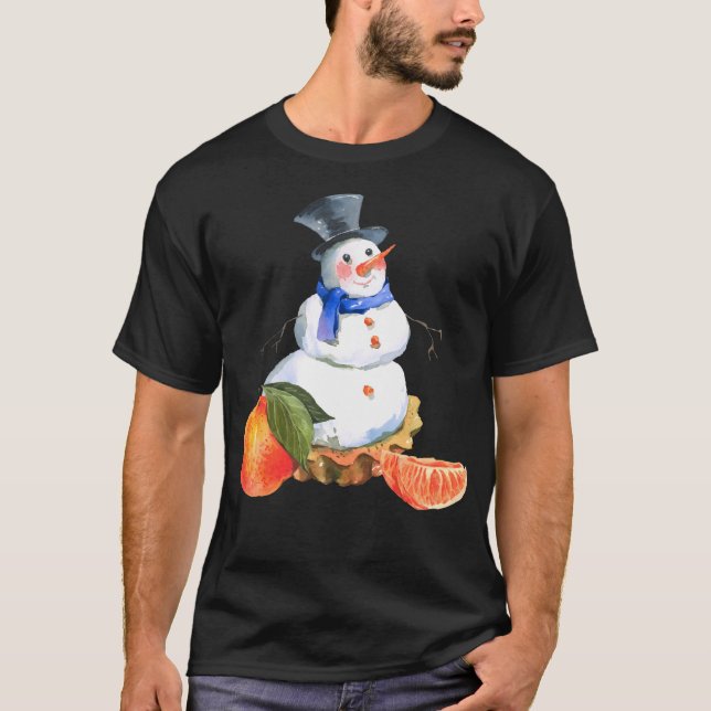 Camiseta Ilustracion de Navidades de Snowman acuarela (Anverso)