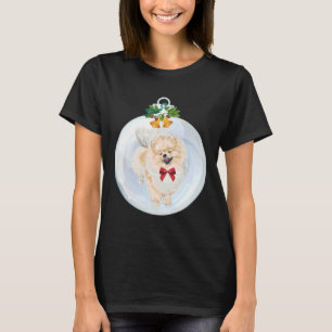 Camiseta Ilustracion de Navidades Pomerania de Crema Roja C