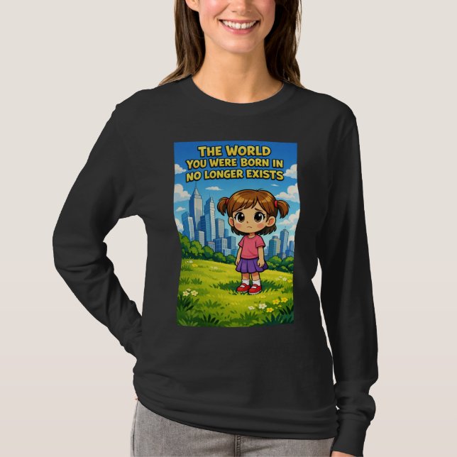 Camiseta Ilustración de niña de dibujos animados que perdió (Anverso)