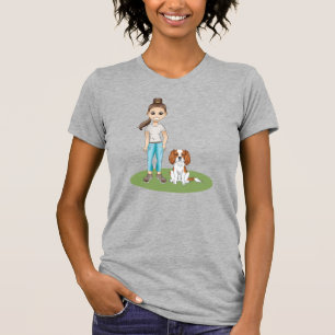 Camiseta Ilustración de niña de dibujos animados y perro Ca