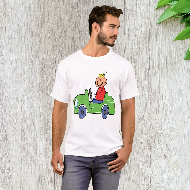 Camiseta Ilustracion de niños con auto verde lindo (Subido por el creador)