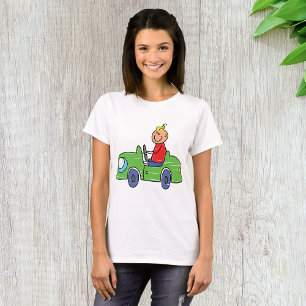 Camiseta Ilustracion de niños con auto verde lindo