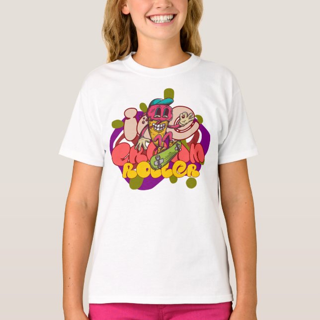 Camiseta Ilustracion de niños con doodle divertido de rodil (Anverso)