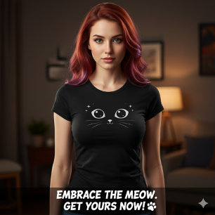 Camiseta Ilustración de ojos de gato blancos minimalistas