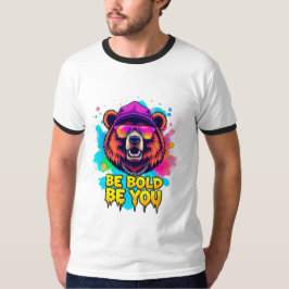 Camiseta Ilustración de oso audaz con eslogan inspirador