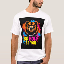 Camiseta Ilustración de oso audaz con eslogan inspirador