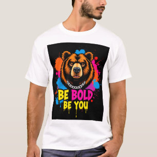Camiseta Ilustración de oso audaz con eslogan inspirador