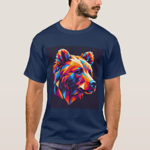 Camiseta Ilustración de oso geométrico con colores vibrante