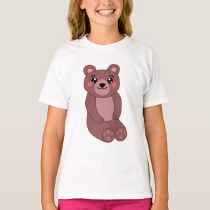 Camiseta Ilustracion de oso marrón cute Kawaii