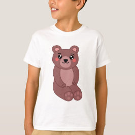 Camiseta Ilustracion de oso marrón cute Kawaii