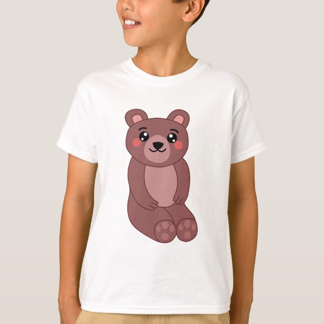 Camiseta Ilustracion de oso marrón cute Kawaii (Anverso)