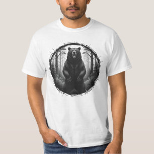 Camiseta Ilustración de Oso Rugiente – Gráfica de Bosque Sa